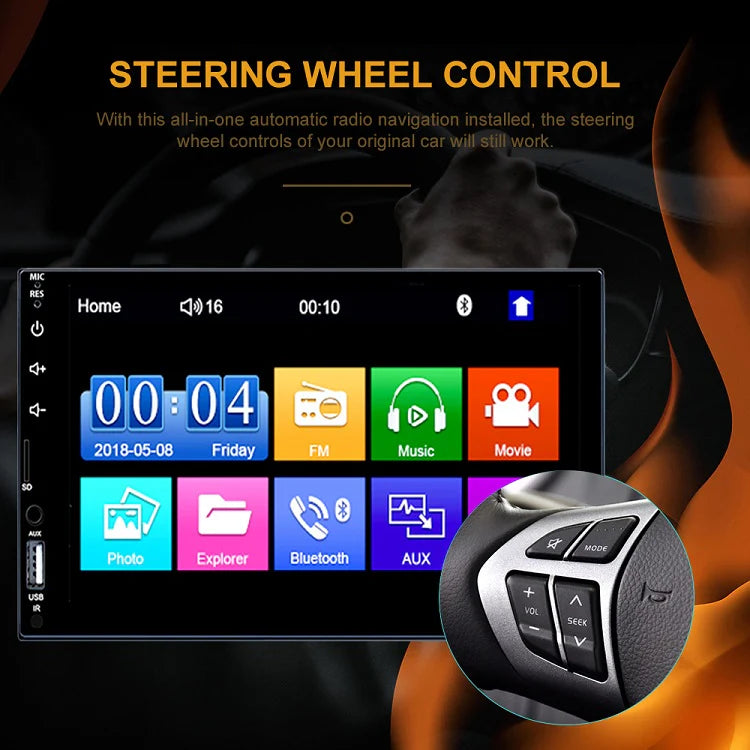 Radio CarPlay Android Auto 7 in, Doble USB + Bluetooth - MP5 - 1 DIN