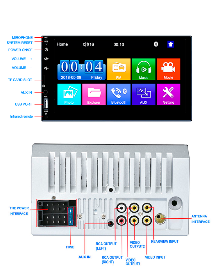 Co-Online™️ 2 Din Reproductor de Radio 7 IN para Automóvil MP5